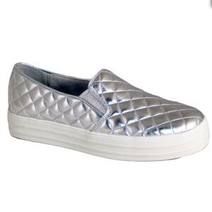 Skechers Double Up Street Slip On Silver Sneakers Size 8